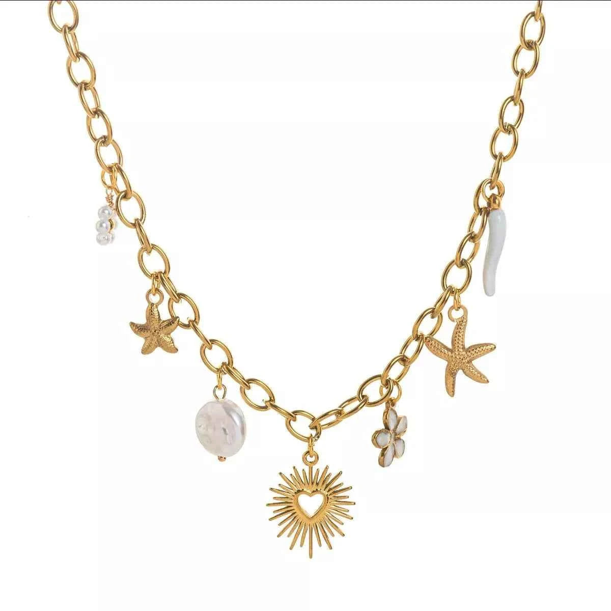 18K Gold-Plated Stainless Steel Charm Necklace