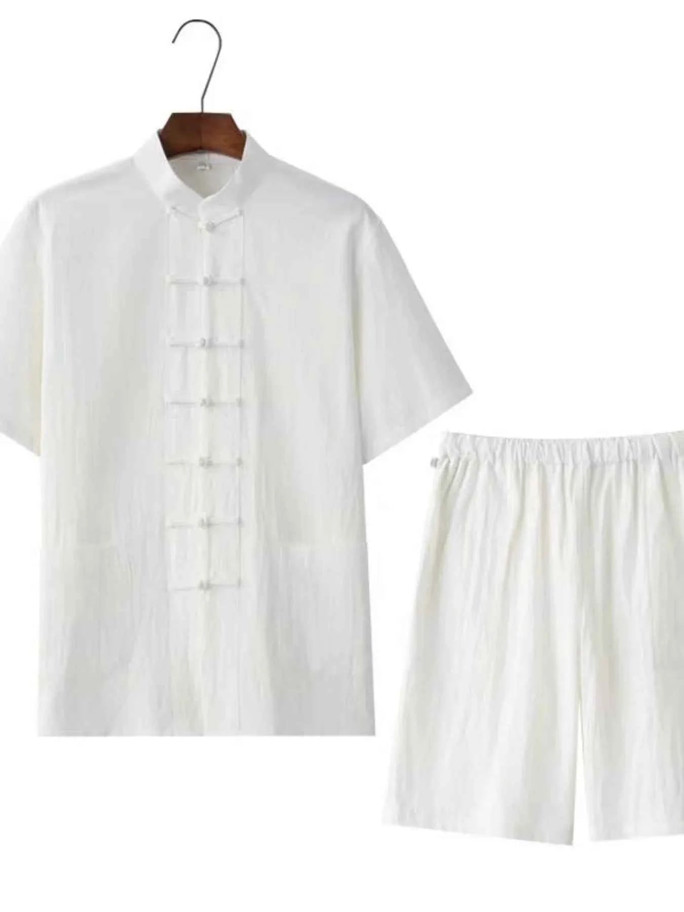 Men's Plus Size Chinese Style Top and Shorts Set