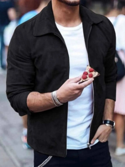 Men's Full Size Zip Up Long Sleeve Jacket Plus Size