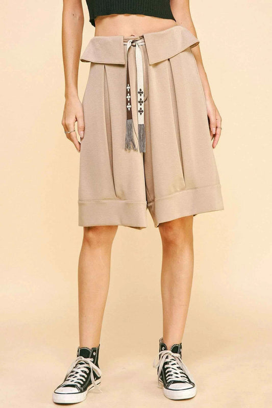 Davi & Dani Fold Over Waist Band Strap Detail Short