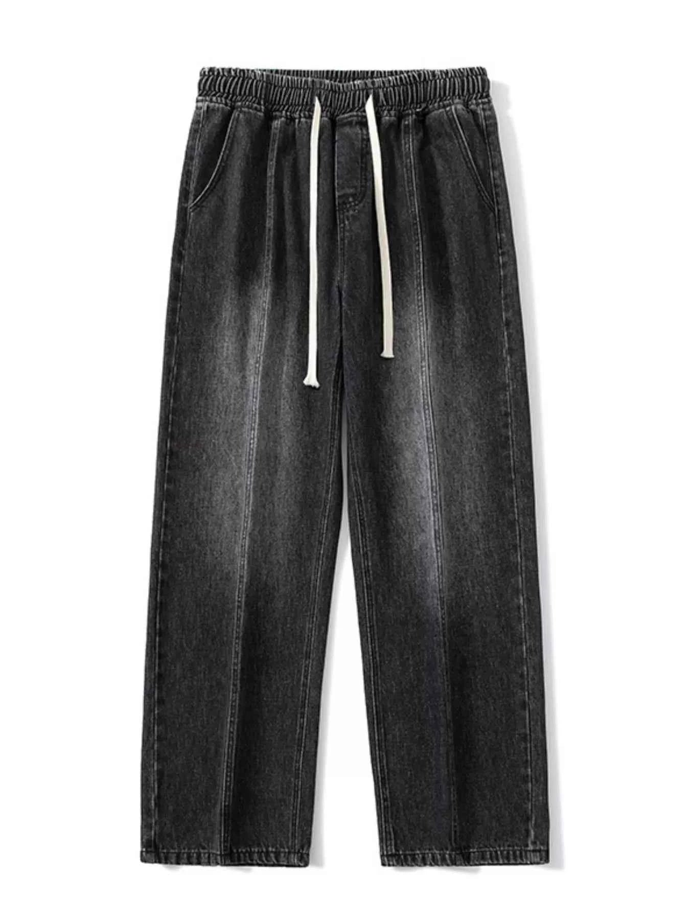 Men's Full Size Relaxed Fit Wide Leg Drawstring Jeans Plus Size