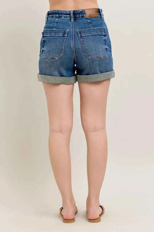 Judy Blue Full Size High Rise Cuff Denim Shorts Plus Size