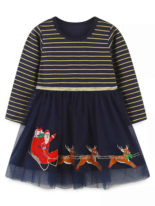 Children's Christmas Santa & Reindeer Tulle Dress