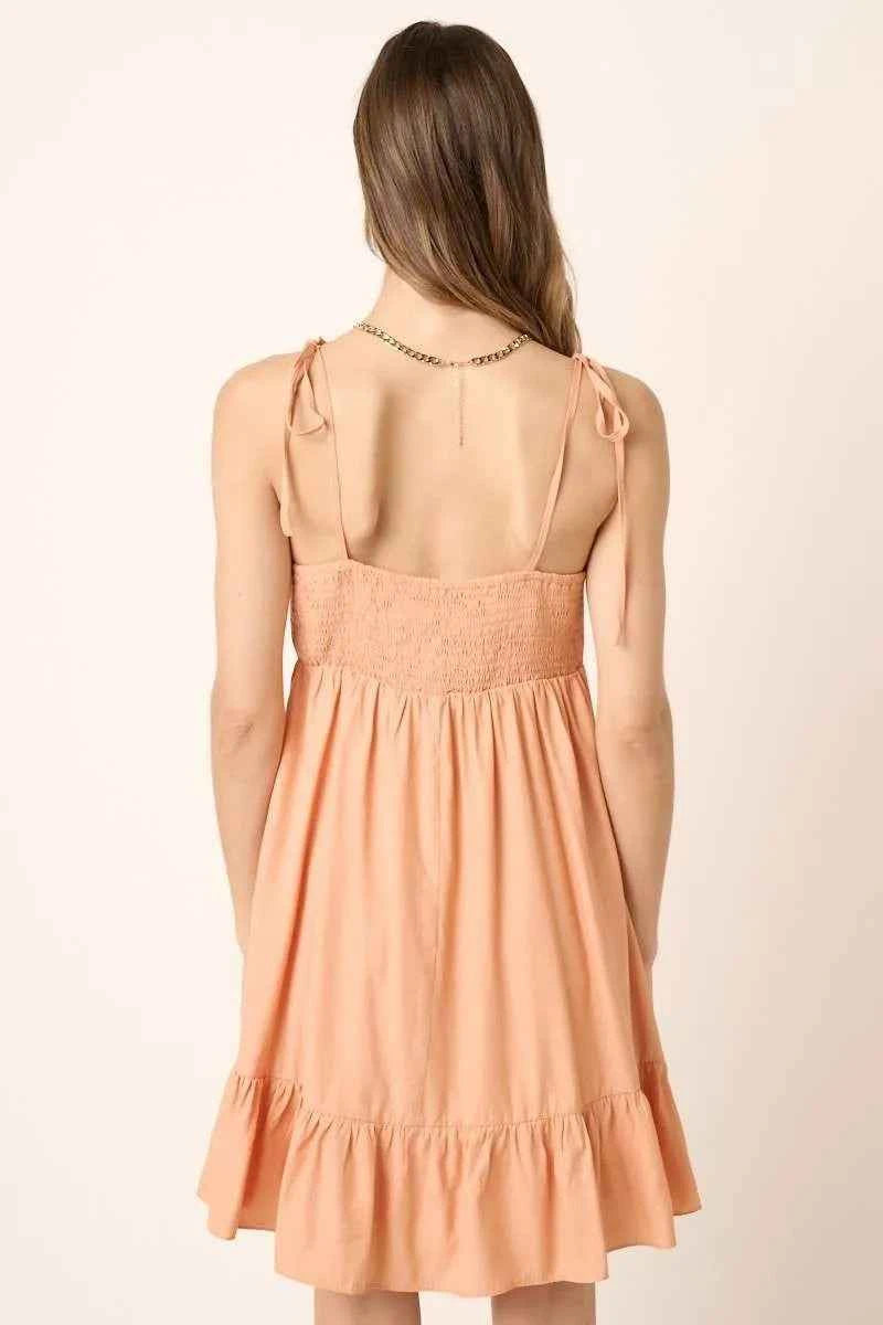 Mittoshop Ruched Detail Spaghetti Tie Mini Dress