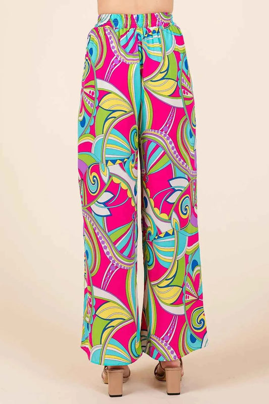 Mittoshop Abstract Print Elastic Waist Wide Leg Pants