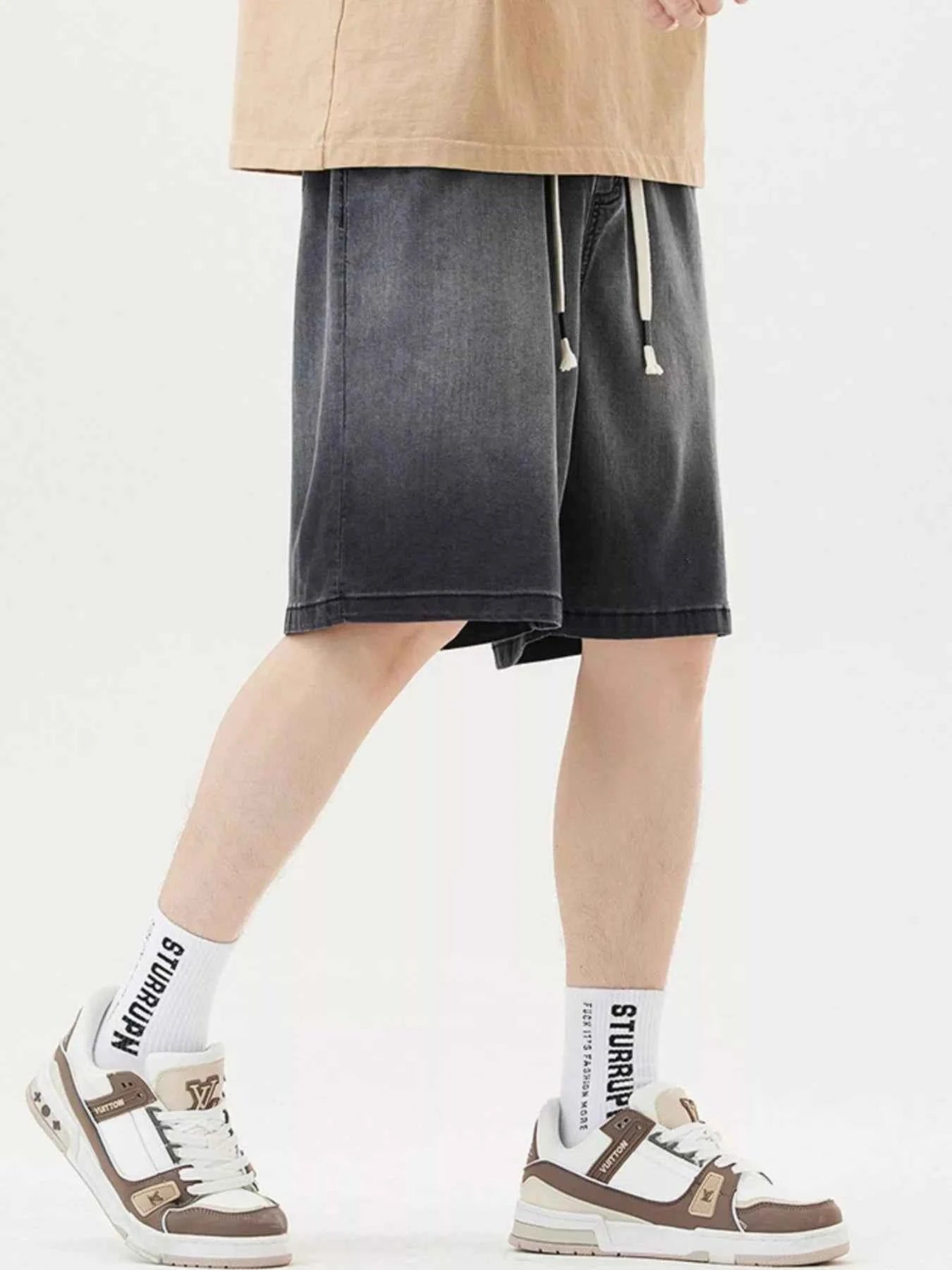 Men's Plus Size Loose Fit Drawstring Denim Shorts