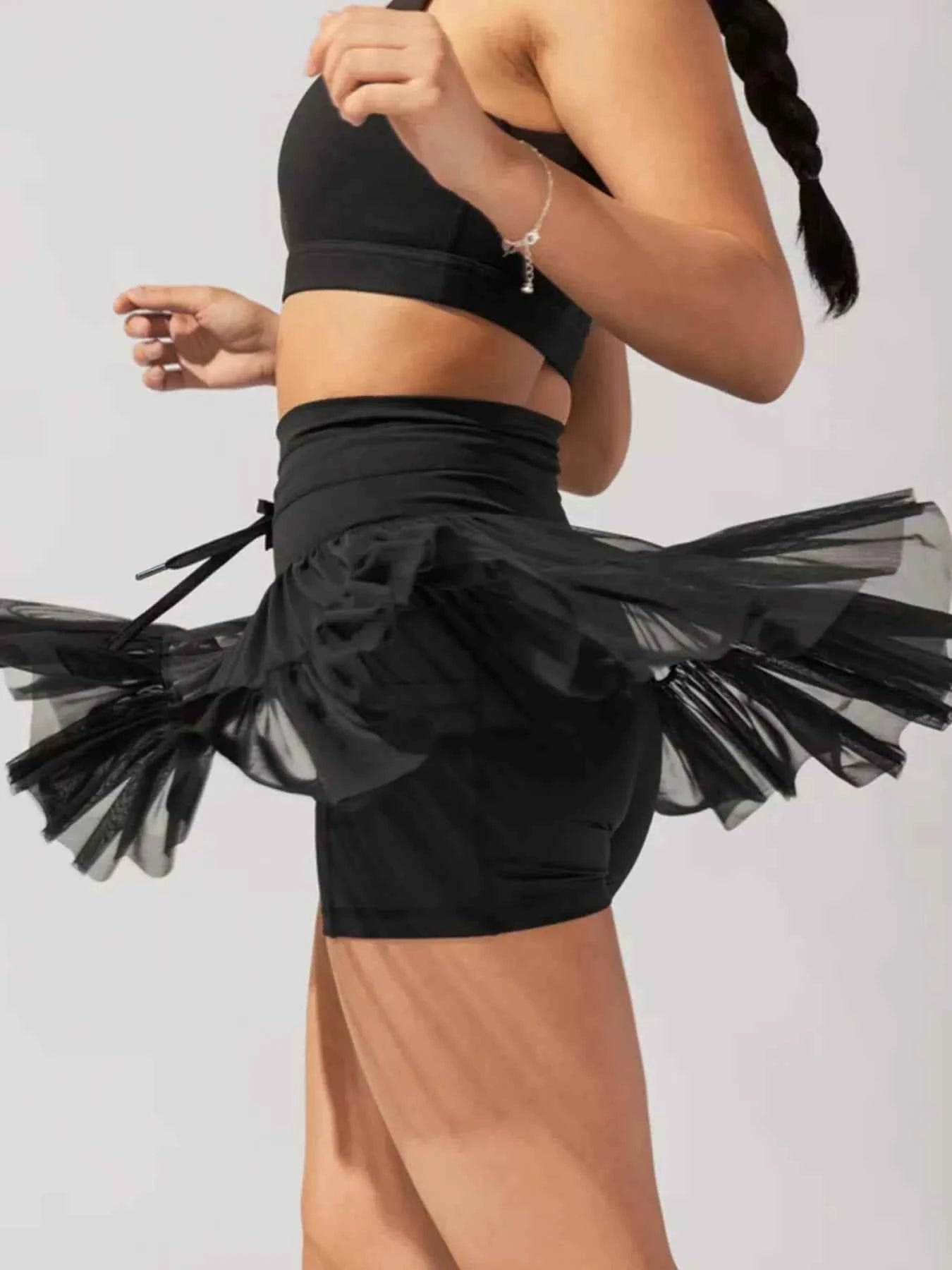 Tiered Skort with Drawstring