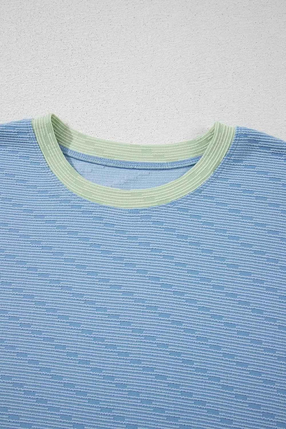 Contrast Round Neck Top and Shorts Set