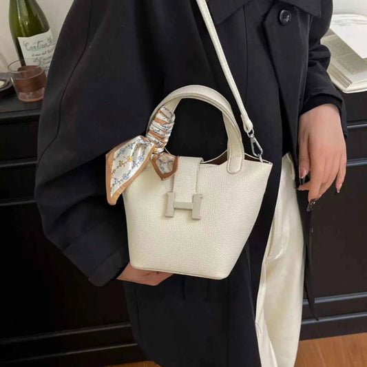 Leather Bucket Crossbody Bag