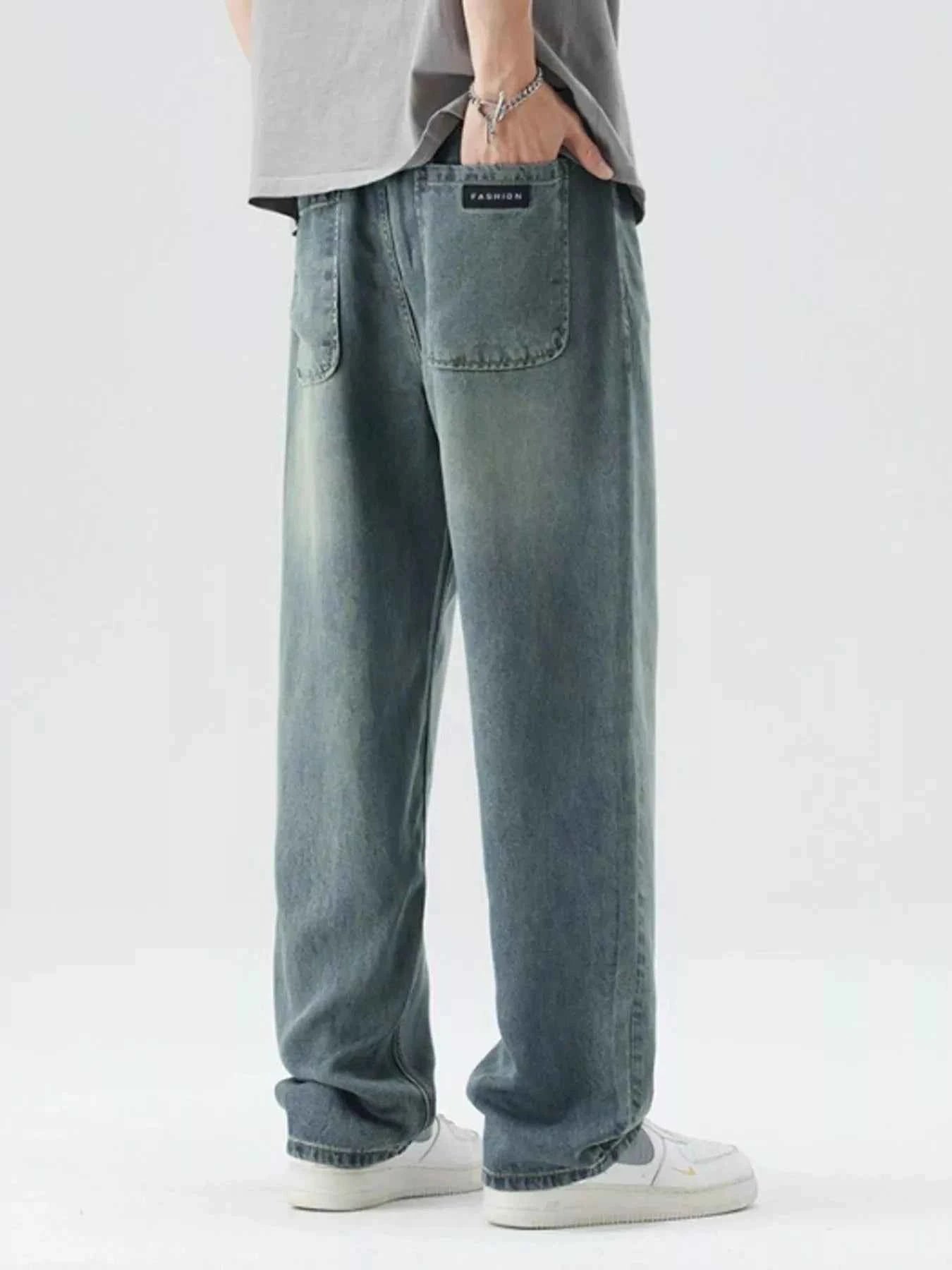 Men's Washed Wide Leg Relaxed Fit Jeans
