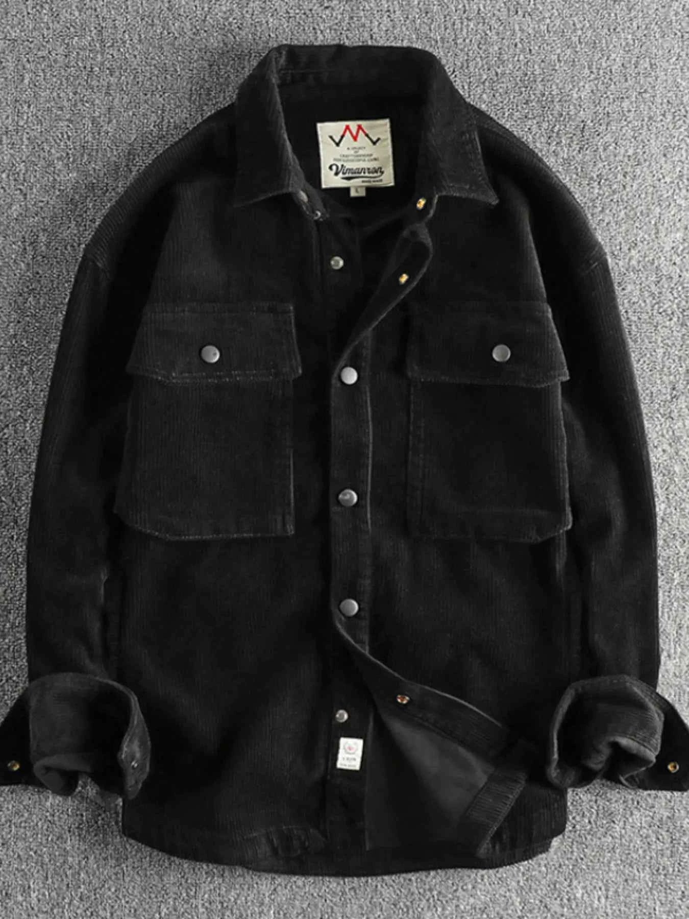 Men's Plus Size Corduroy Button Up Long Sleeve Jacket