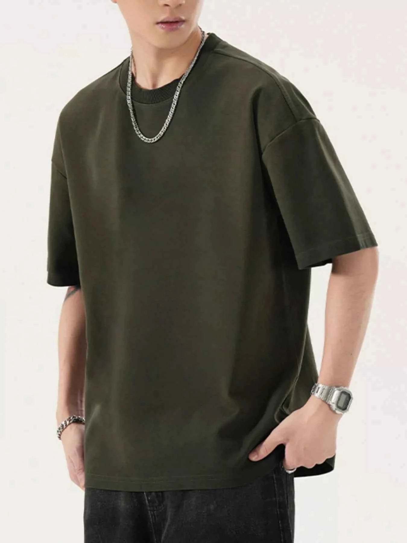 Men's Full Size Oversized Round Neck T-Shirt Plus Size