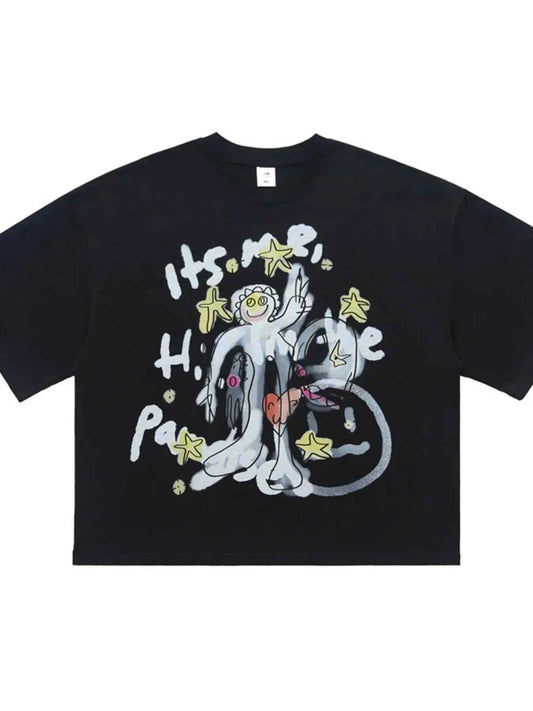 Men's Round Neck Cartoon Graphic T-Shirt