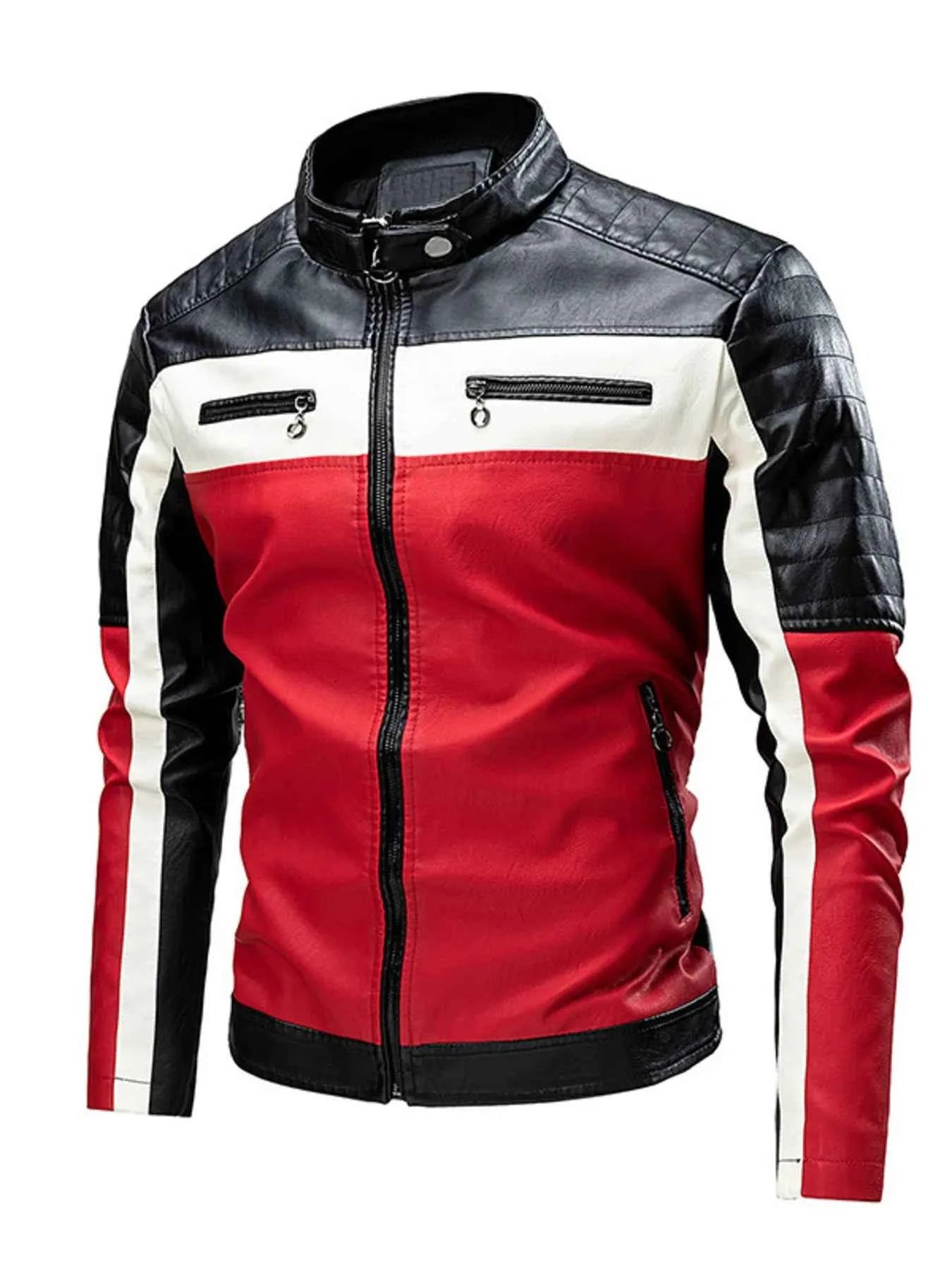 Men's Plus Size Contrast Zip Up Long Sleeve Jacket