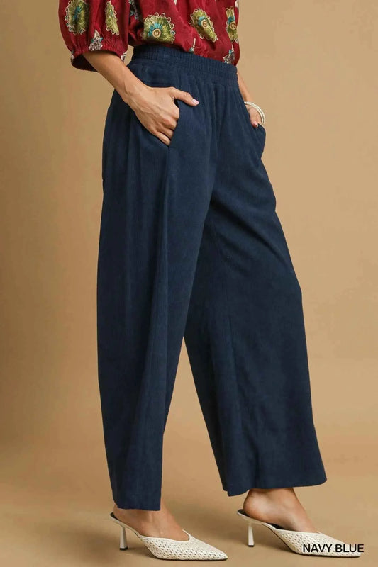 Umgee Wide-Leg Corduroy Pants