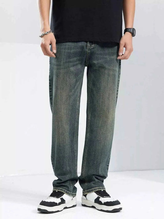 Men's Washed Wide Leg Jeans