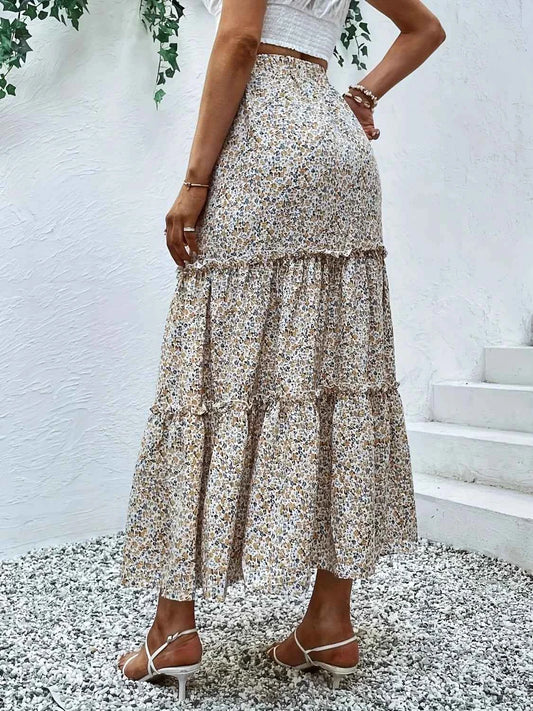 Frill Tiered Printed Skirt