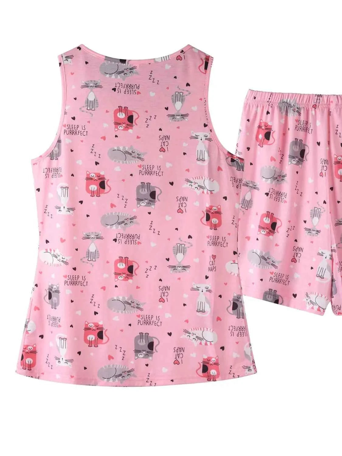 Printed Round Neck Top and Shorts Lounge Set