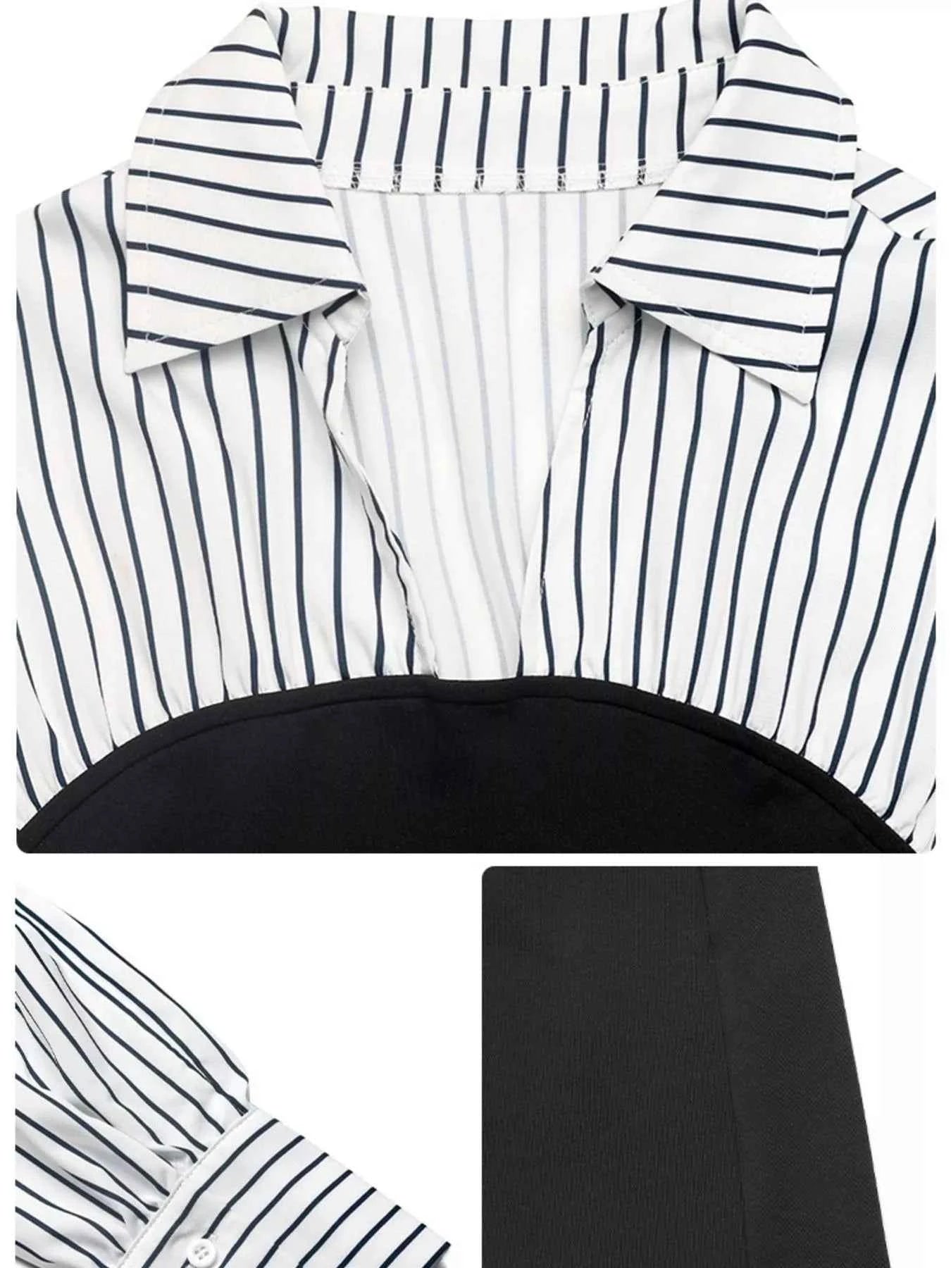 Striped Shirt Panel Bodycon Mini Dress