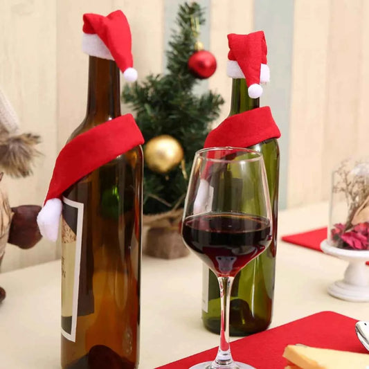 2 Piece Christmas Wine Bottle Santa Hat & Scarf Decorative Covers
