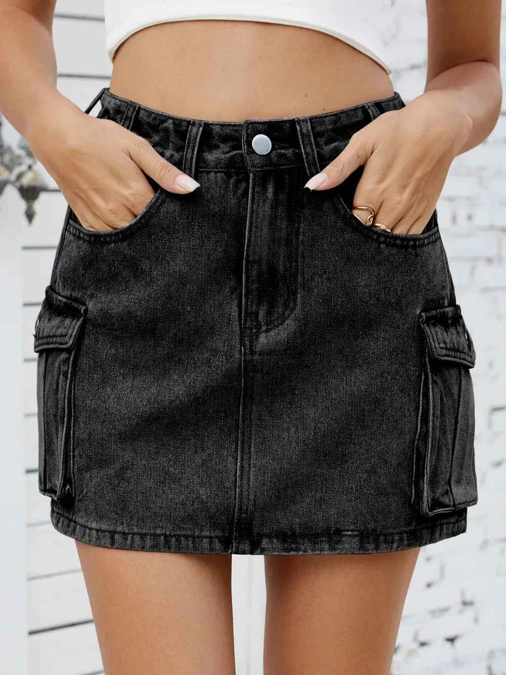 Cargo Denim Skirt