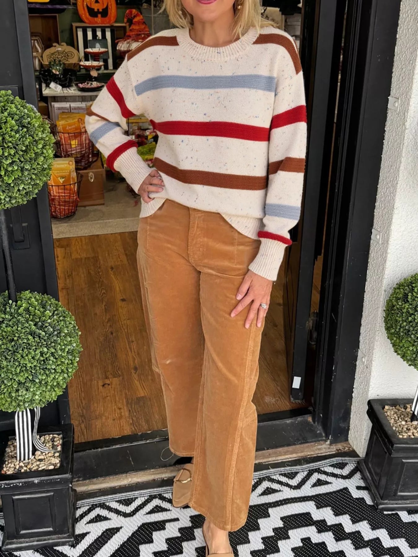 Striped Crew Neck Long Sleeve Sweater