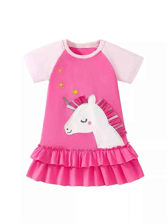 Children's Unicorn Ruffled Hem Dress