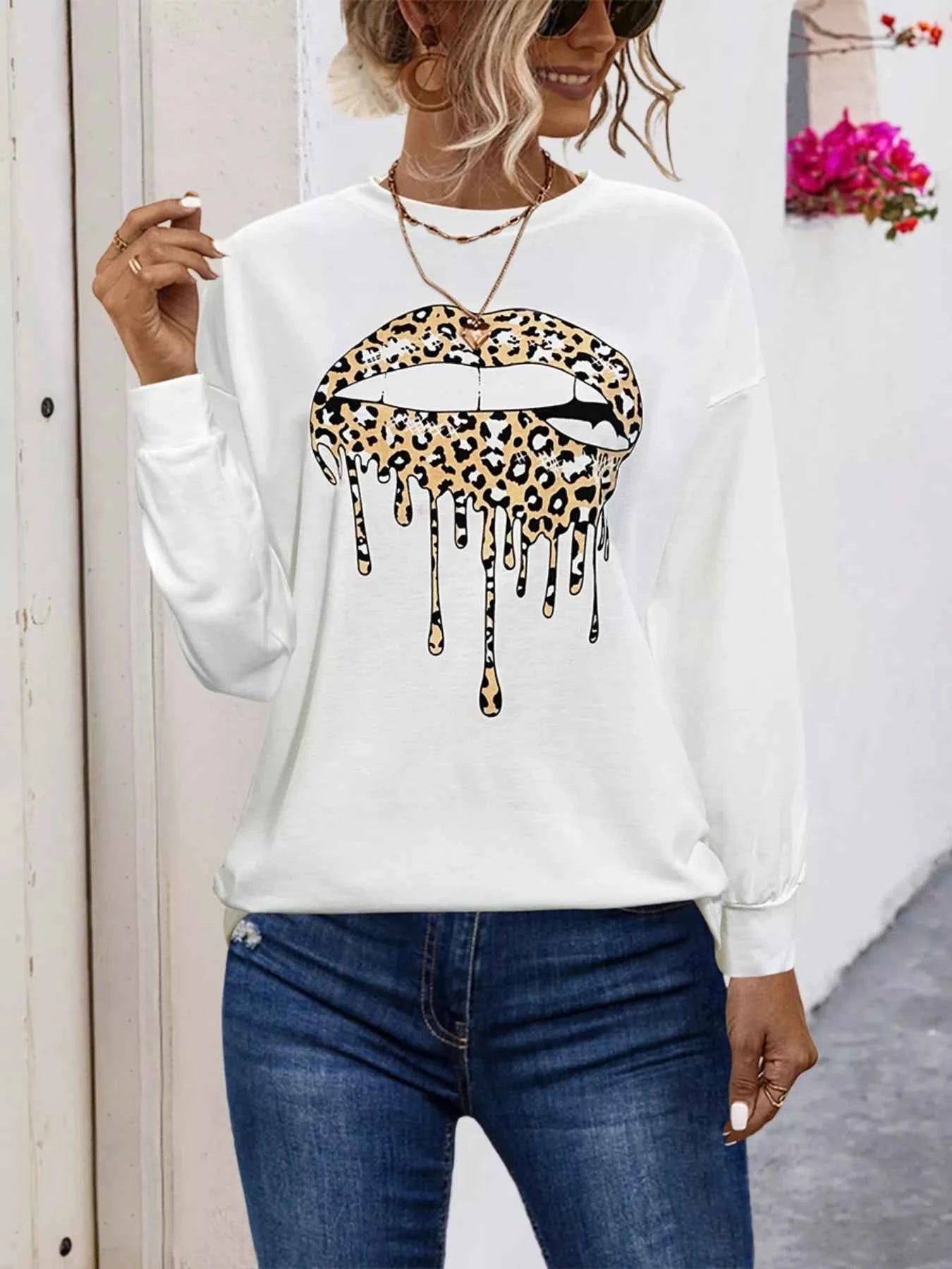 Graphic Round Neck Dropped Shoulder T-Shirt