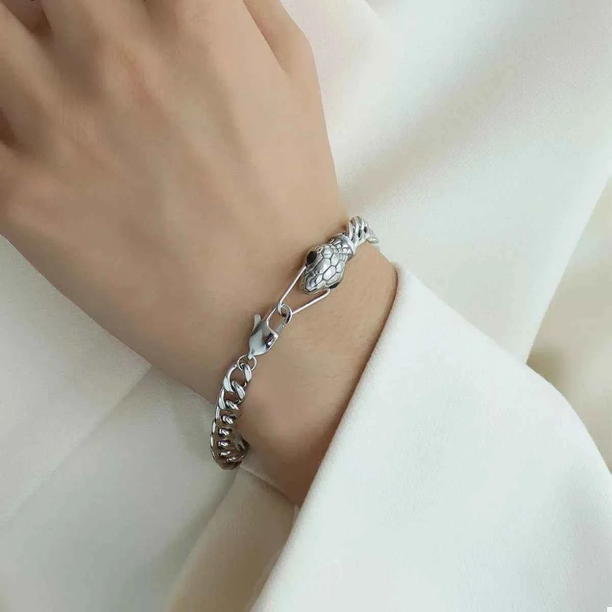 Titanium Steel Zircon Snake Bracelet