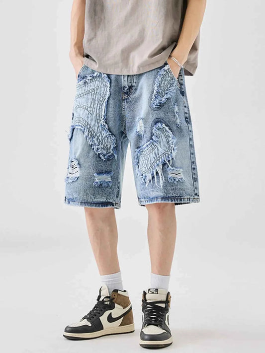 Men's Full Size Distressed Denim Shorts Plus Size