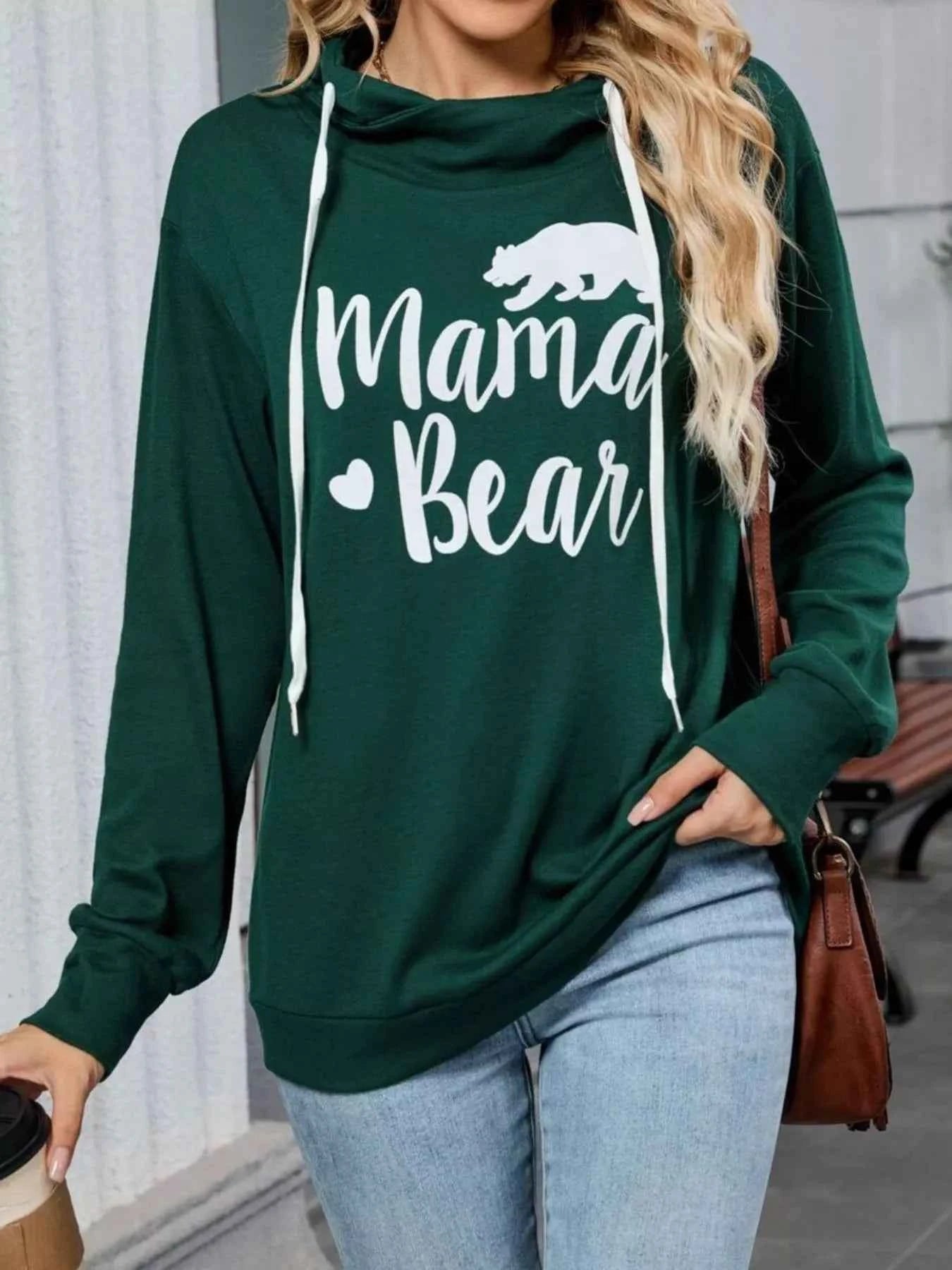 Contrast Letter Graphic Drawstring Long Sleeve Hoodie