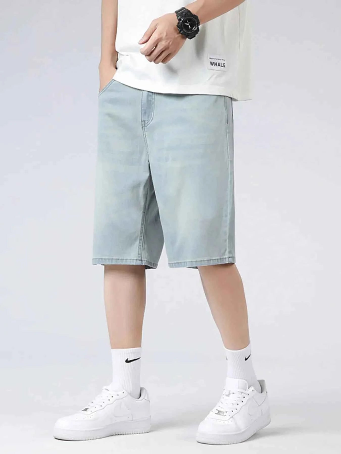 Men's Loose Fit Washed Denim Shorts