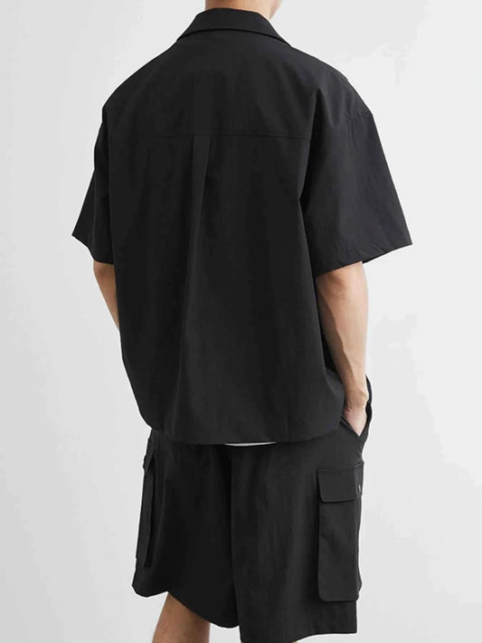 Men's Plus Size Button Up Short Sleeve Shirt and Shorts Set