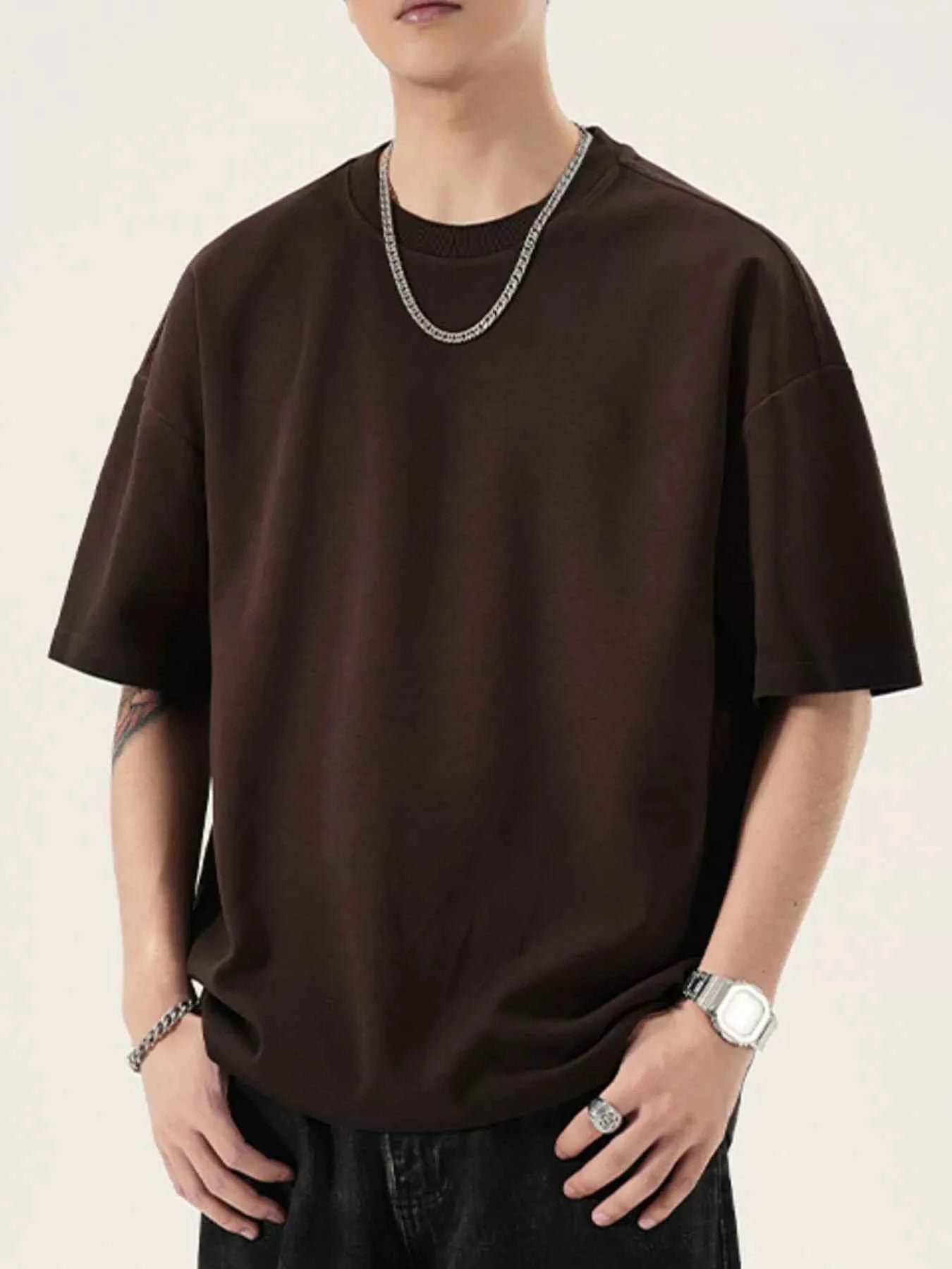 Men's Full Size Oversized Round Neck T-Shirt Plus Size
