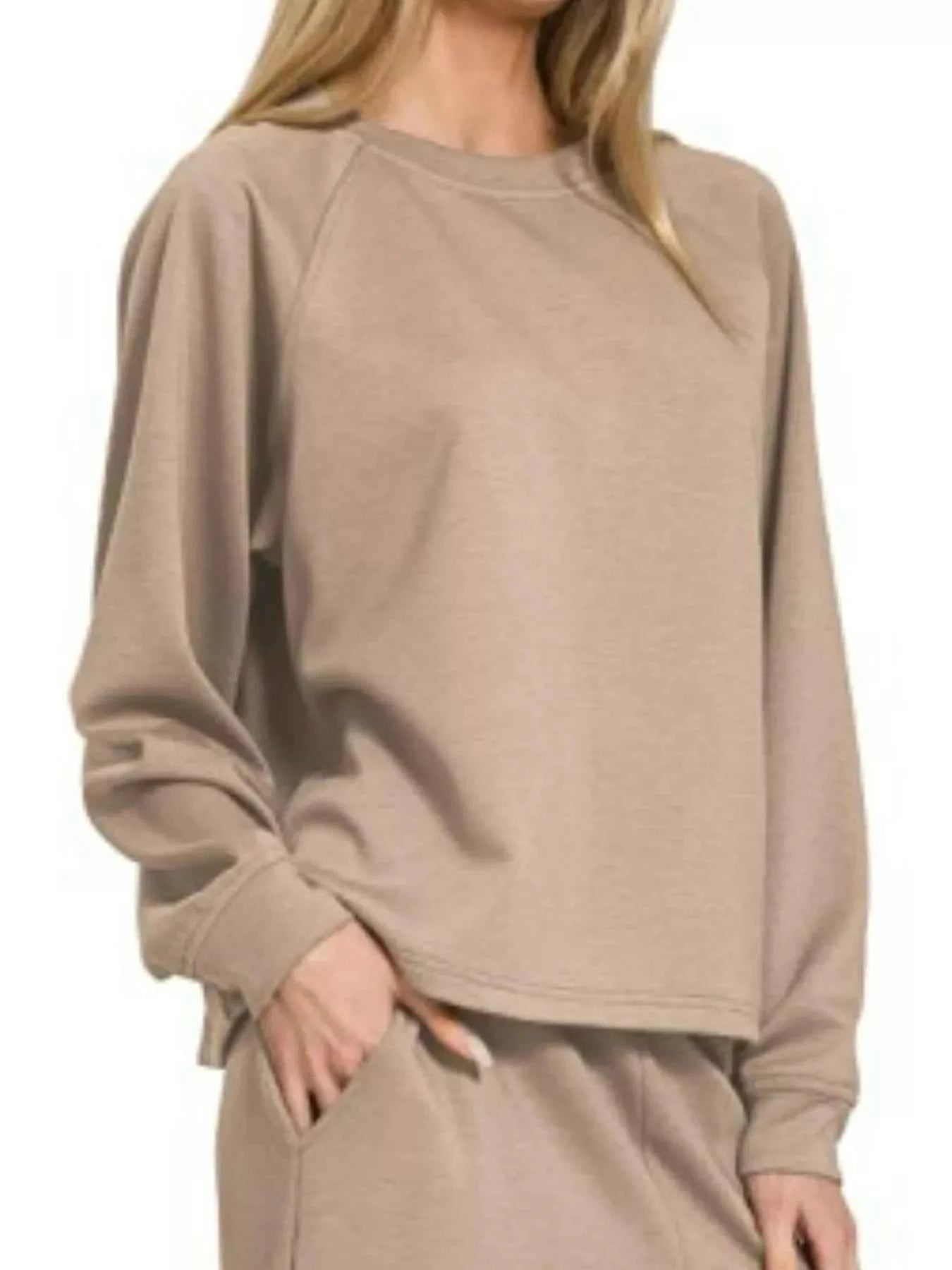 Zenana Scuba Crewneck Sweatshirt and Pants Set