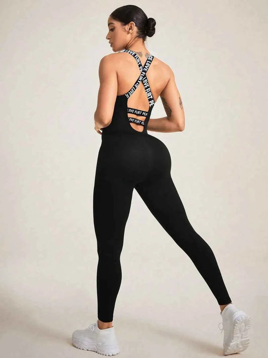 Crisscross Back Sleeveless Active Jumpsuit