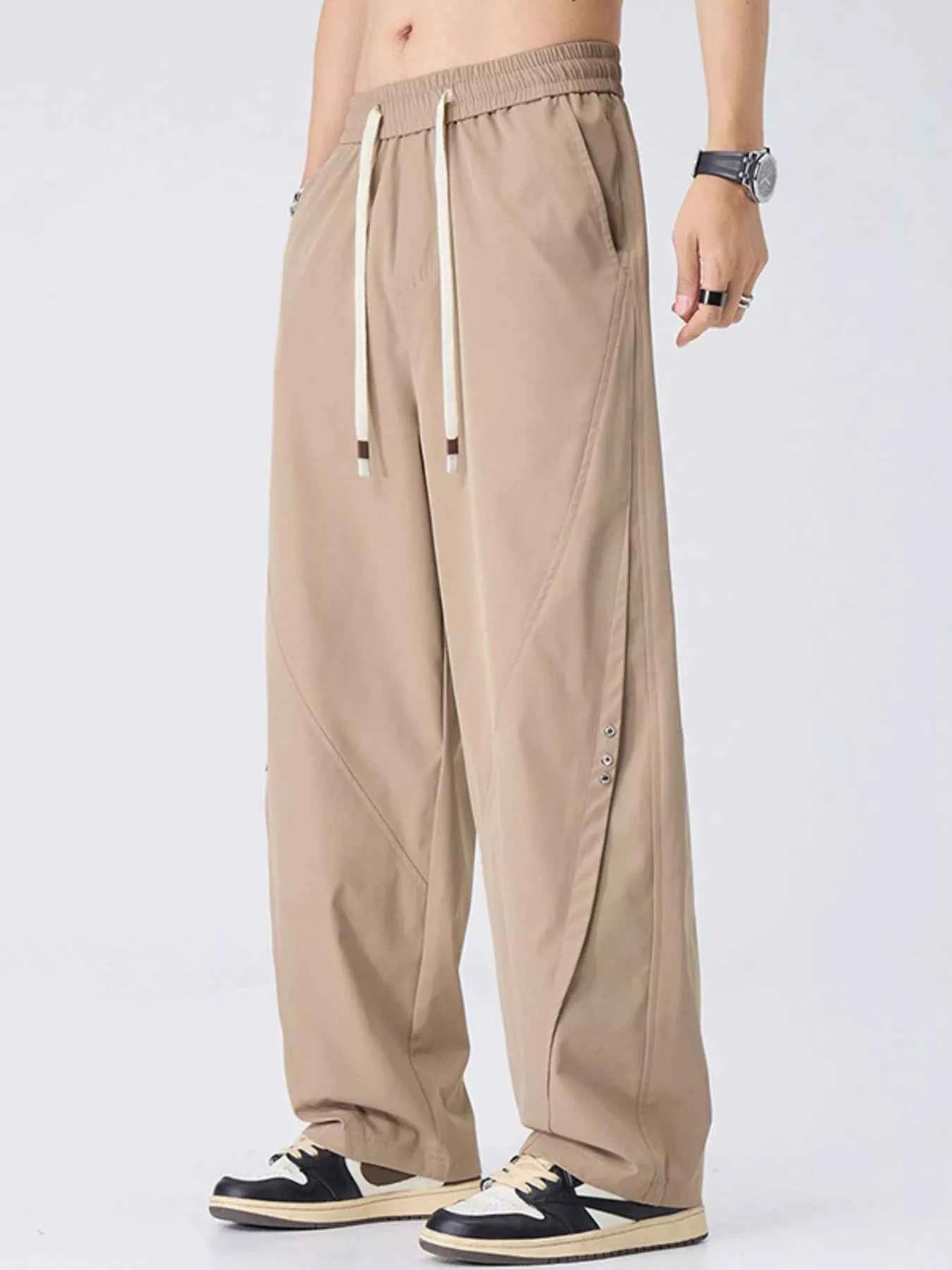 Men's Plus Size Drawstring Wide Leg Pants