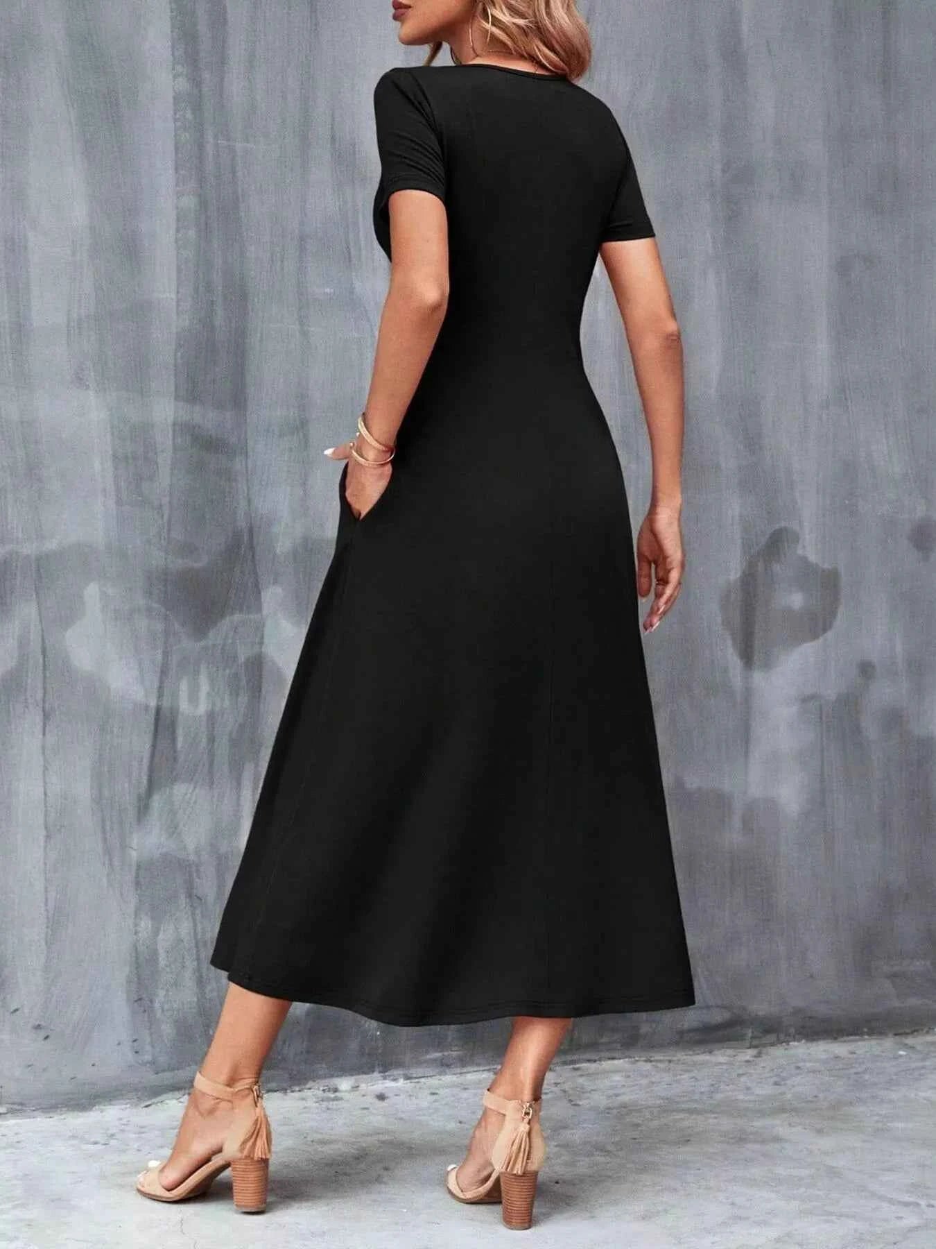 Casual V-Neck Short Sleeve Dress