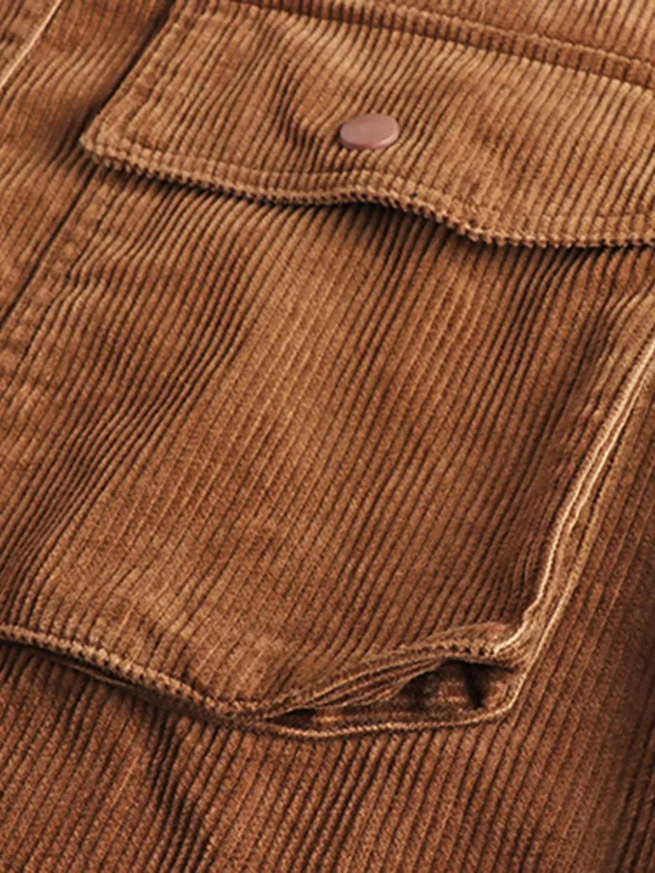 Men's Plus Size Corduroy Button Up Long Sleeve Jacket