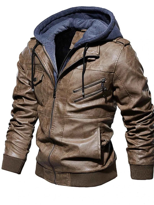 Men's Plus Size Zip Up Drawstring Hooded Jacket