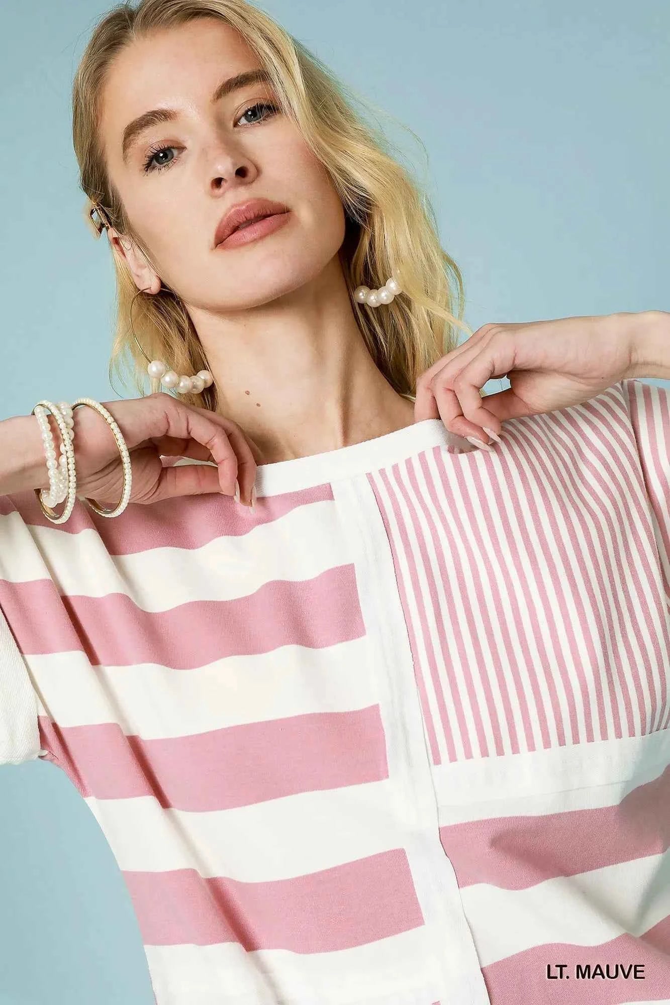 Umgee Mixed Striped Short Sleeve Romper