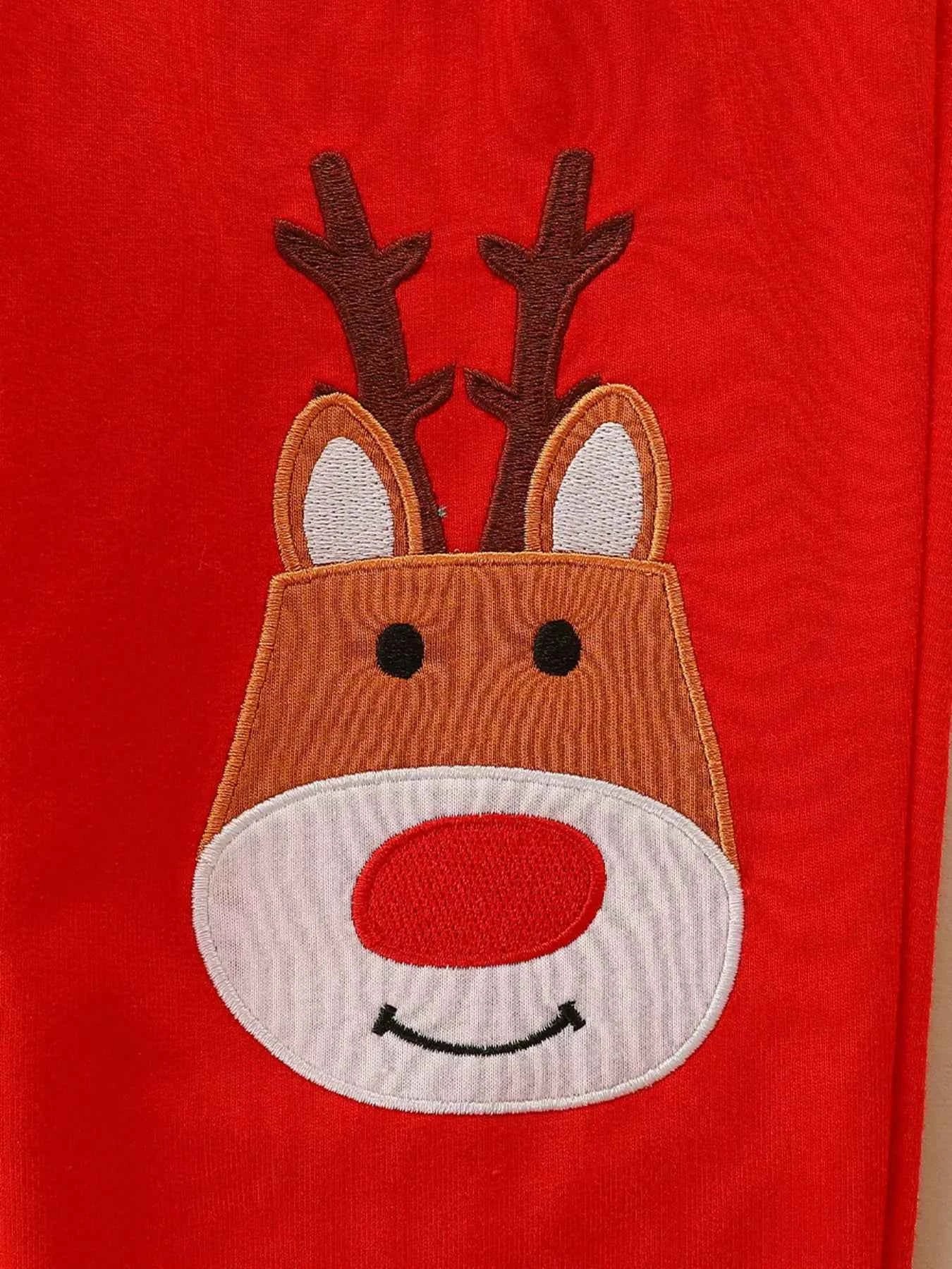 Children's Christmas Dog & Reindeer Round Neck Outfit Set
