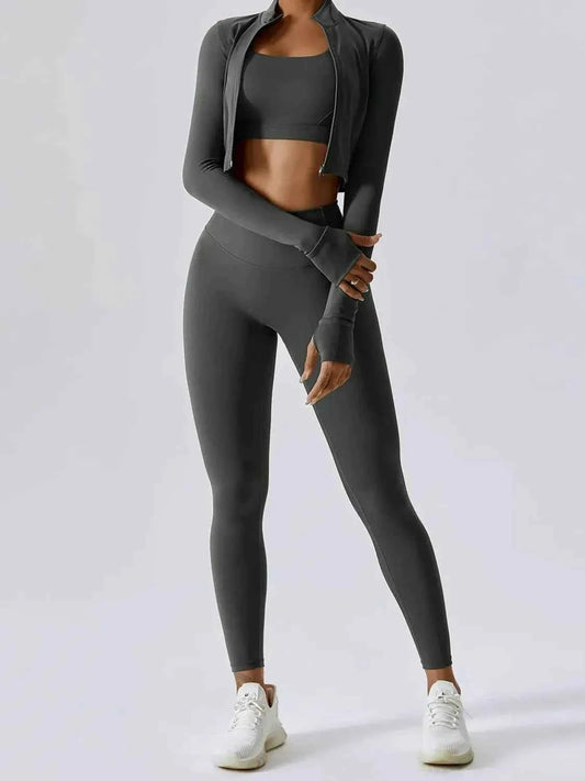 Bra Outerwear and Leggings 3-Piece Active Set