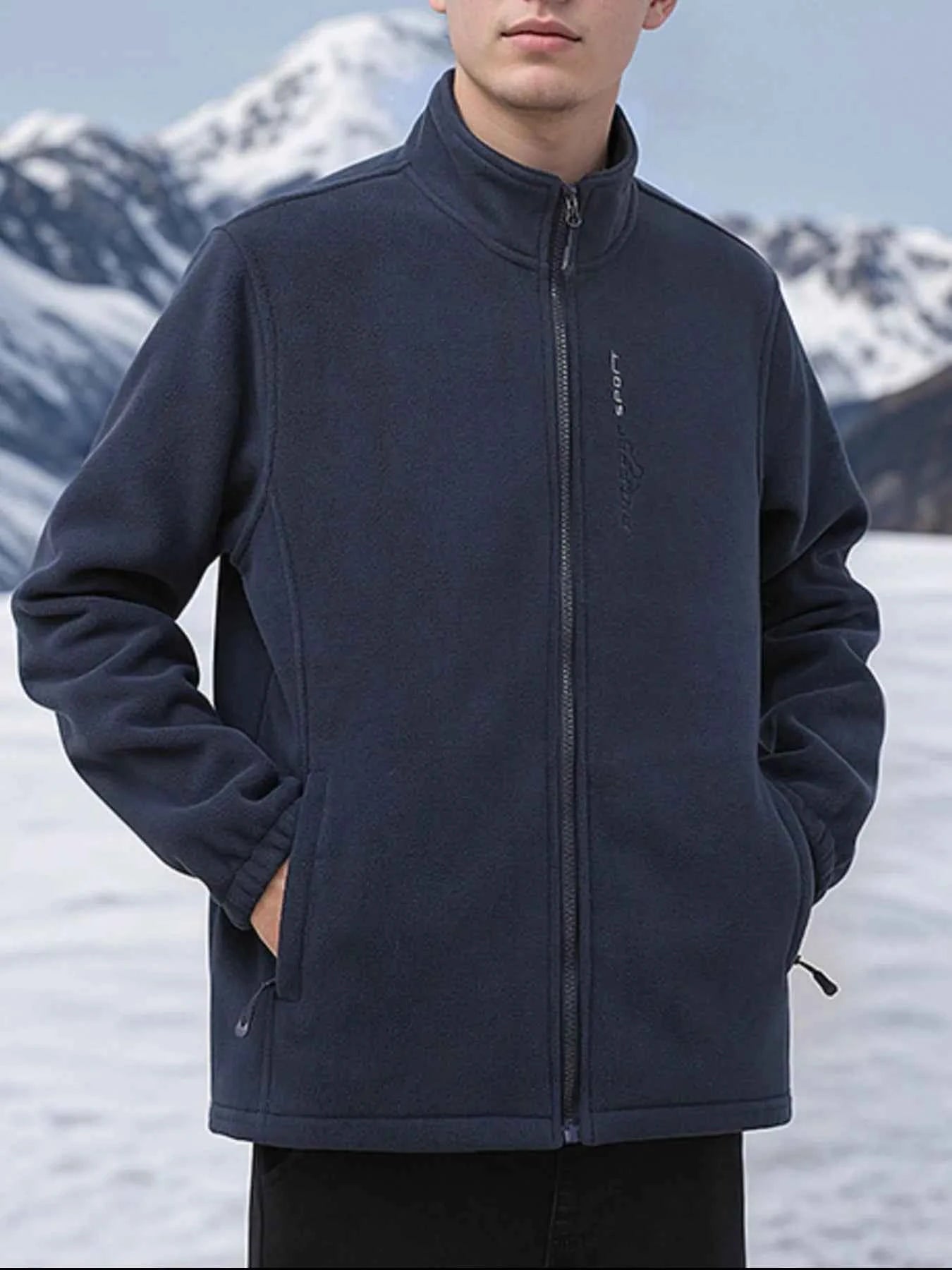Men's Plus Size Zip Up Thermal Fleece Jacket