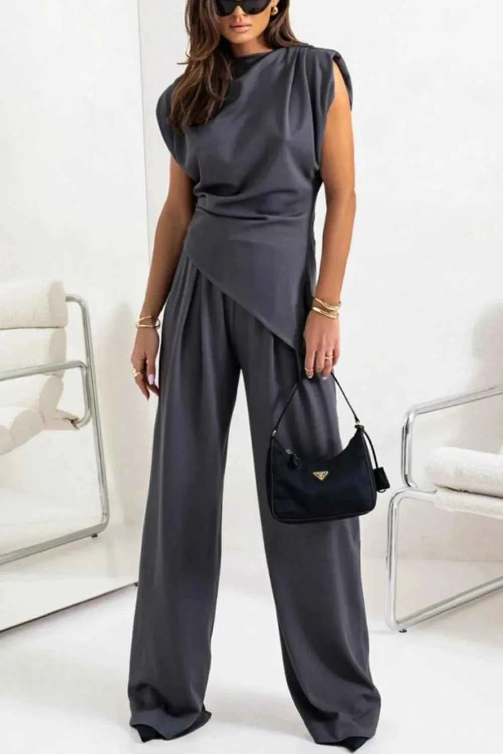 Round Neck Top and Pants Set