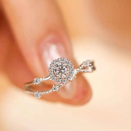 1 Carat 925 Sterling Silver Moissanite Layered Ring