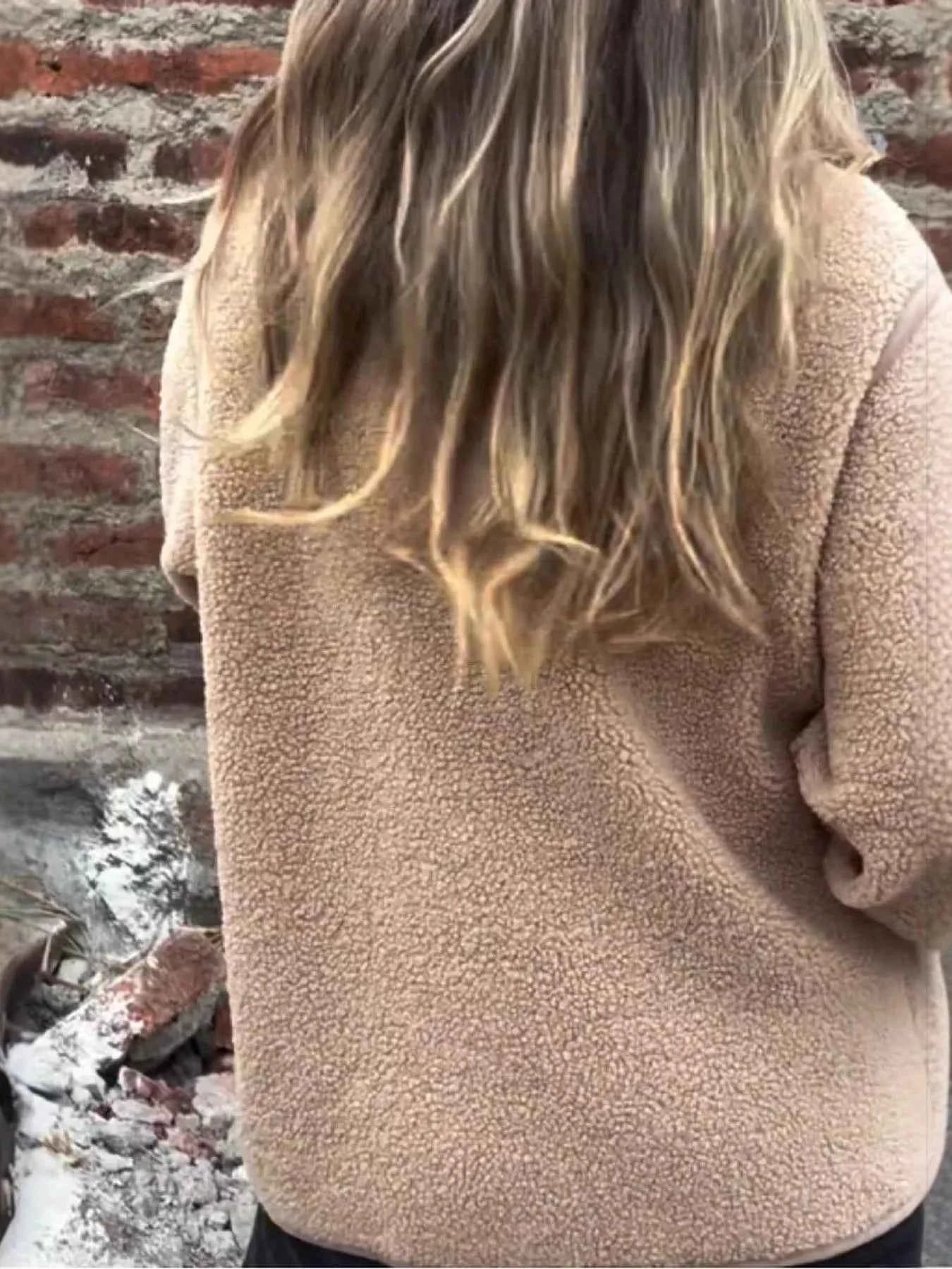 Full Size Button Up Long Sleeve Fleece Jacket Plus Size