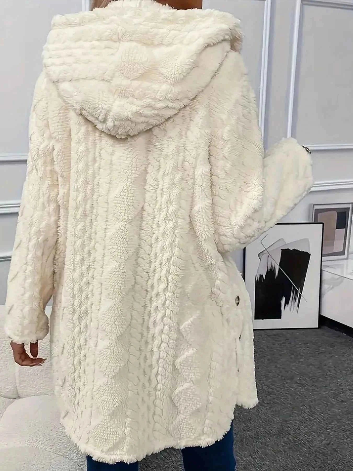 Faux Fur Teddy Coat with Button Front