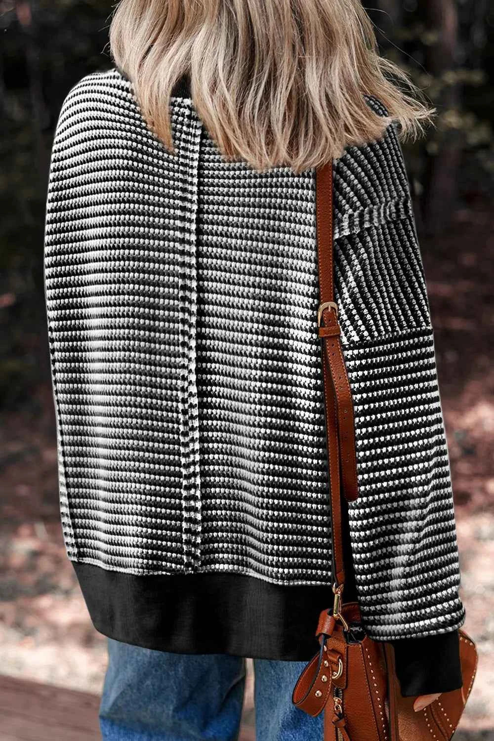Oversized Striped Round Neck Sweatshirt