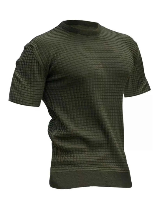 Men's Full Size Textured Round Neck Short Sleeve T-Shirt Plus Size